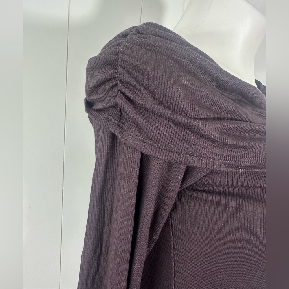 NWT Laila Jayde Sz L Y2K Style Long Sleeve Top Brown Pullover Off The Shoulder - Picture 4 of 10